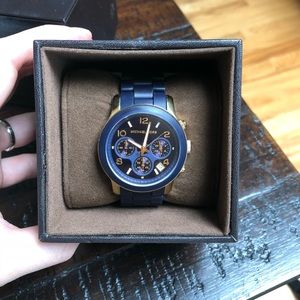Michael Kors watch - navy and gold tone